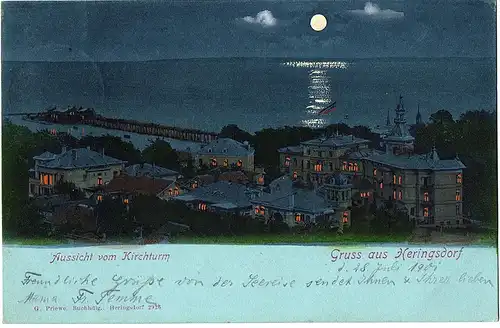 Litho Gruß aus Heringsdorf gel. 1901