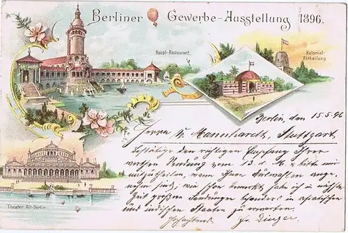 Litho,Gruß aus Berlin,gel.1896 