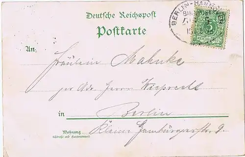 Litho,Gruß aus Berlin,gel.Bahnpost 1898 