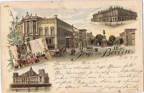 Litho,Gruß aus Berlin,gel.1897