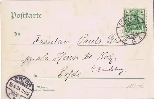 Litho, Gruss aus Berlin gelaufen 1904