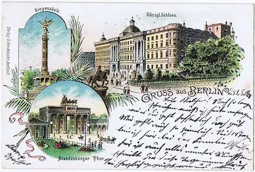 Litho,Gruß aus Berlin,gel.1897 