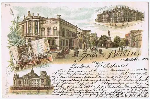 Litho,Gruß aus Berlin,gel.1894