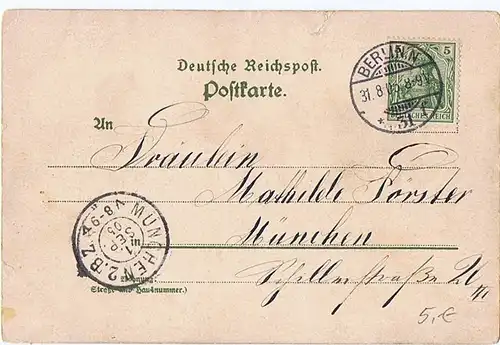 Litho,Gruß aus Berlin,gel.1905 Einriss oben