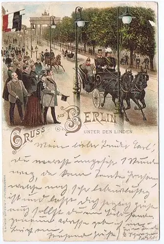 Litho,Gruß aus Berlin,gel.1899 