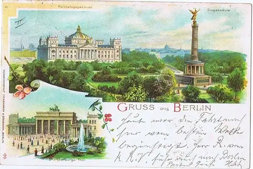 Litho,Gruß aus Berlin,gel.1897 