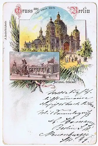 Litho,Gruß aus Berlin,gel.1898 