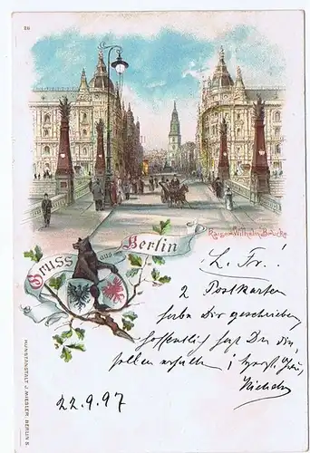 Litho,Gruß aus Berlin,gel.1897