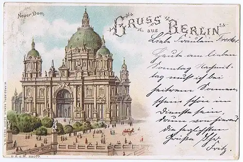 Litho,Gruß aus Berlin,halt gegen das Licht gel.1898