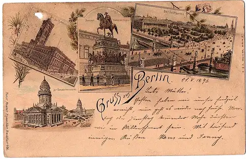 Litho,Gruß aus Berlin gel.1896