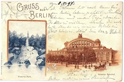 Litho,Gruß aus Berlin gel.1897