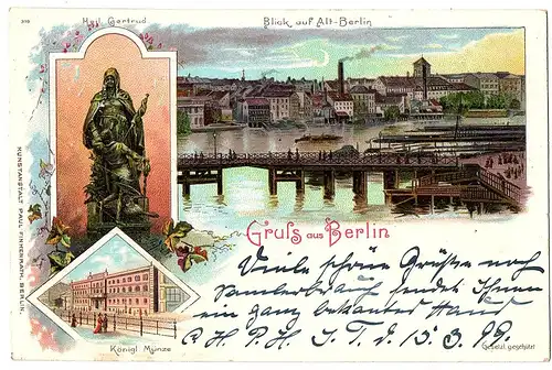 Litho Gruß aus Berlin gel.1899