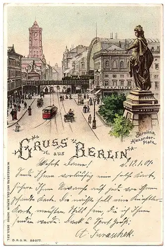 Litho Gruß aus Berlin gel.1901