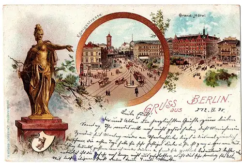 Litho Gruß aus Berlin gel.1898