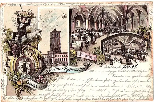 Litho Gruß aus Berlin gel.1897