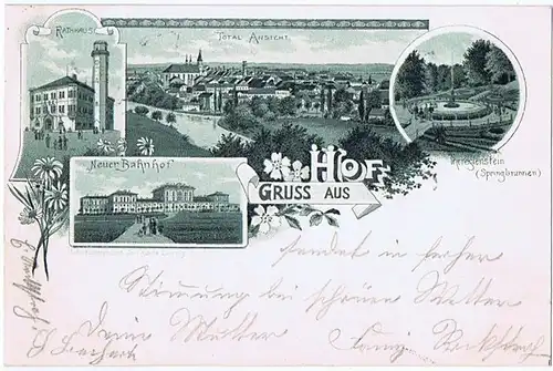 Litho,Gruß aus Hof gel.1898
