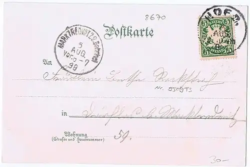 Litho,Gruß aus Hof gel.1898