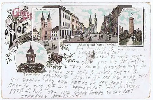 Litho,Gruß aus Hof gel.1900 