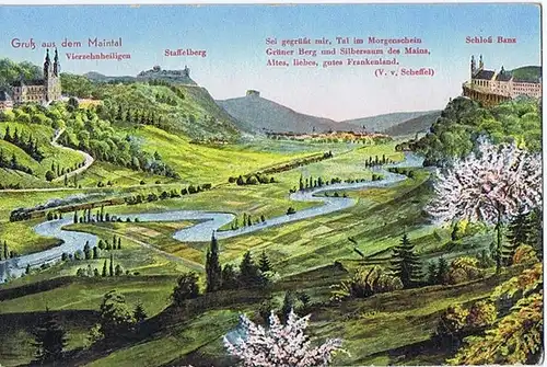 Litho,Gruß aus dem Mainthal gel.um 1910