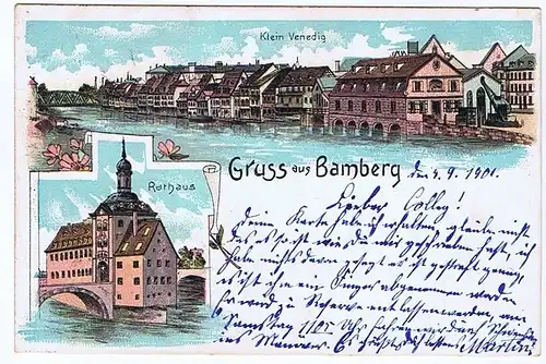 Litho,Gruß aus Bamberg gel.1901