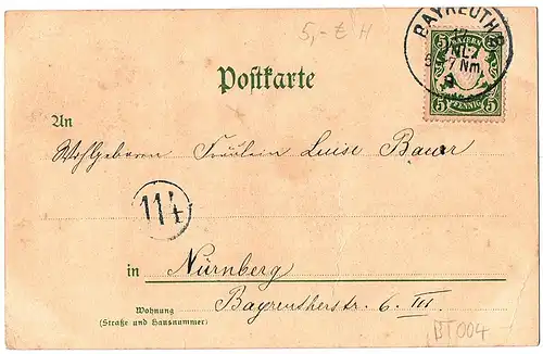 Litho Gruß aus Bayreuth gel.1899