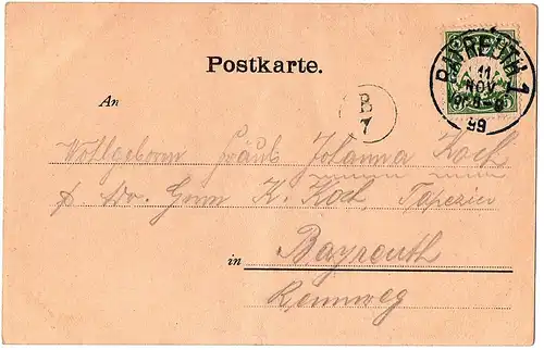 Litho Gruß aus Bayreuth gel.1899