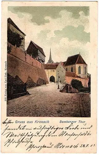 Alte AK Gruß aus Kronach gel.1903