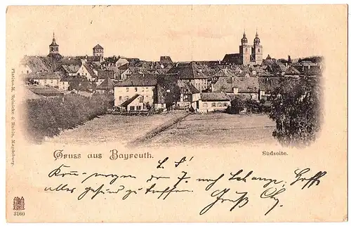 Litho Gruß aus Bayreuth gel. 1899