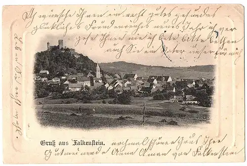 Litho Gruß aus Falkenstein gel. 1902 Prägekarte
