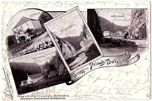 Litho Gruß aus Steinach Thal gel. 1900