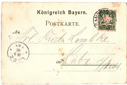 Litho Gruß Bamberg gel. 1898