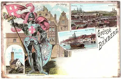 Litho Gruß aus Bamberg gel. 1899