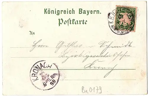 Litho Gruß aus Bamberg gel. 1899