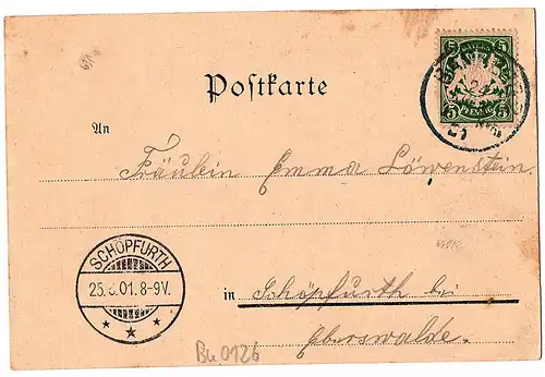 Litho Gruß aus Bamberg gel. 1901