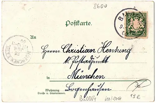 Litho Gruß aus Bamberg gel. 1900