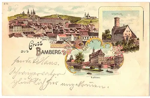 Litho Gruß aus Bamberg gel. 1900