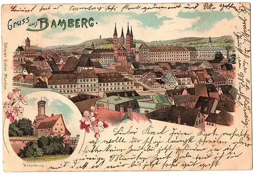 Litho Gruß aus Bamberg gel. 1901