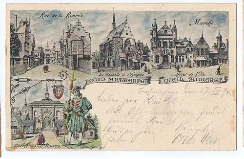 historische Ak Litho Belgien gel.1894