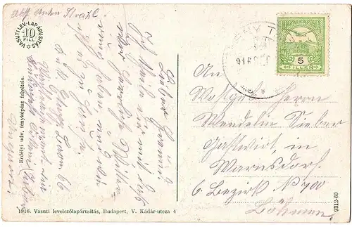 	Alte Ansichtskarte Litho Ungarn gel.191?