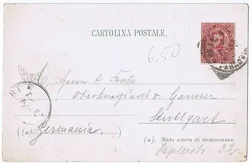 Alte Ansichtskarte Litho Italien gel.1894