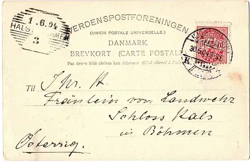 	Alte Ansichtskarte Dänemark gel.um 1904