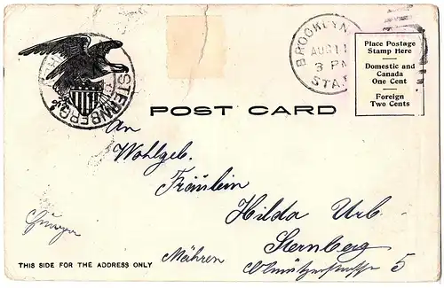 Alte Ansichtskarte USA gel. 1911