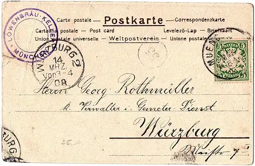 	Alte Scherzkarte Litho gel. 1908