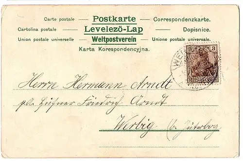 	Alte Scherzkarte Litho gel.  1898