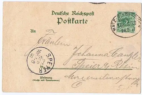 alte Ansichtskarte Litho Saarland gel.1897 Bahnpost