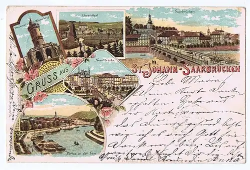 alte Ansichtskarte Litho Saarland gel.1900