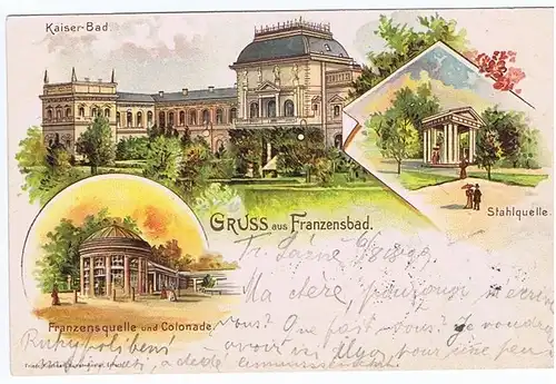 alte Ansichtskarte Litho Feanzensbad gel.1899