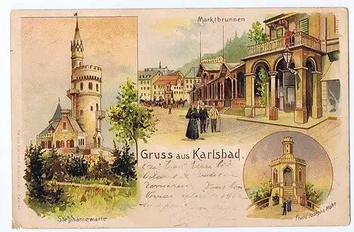 	alte Ansichtskarte Gruss aus Karlsbad gel.1903