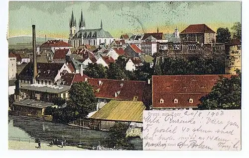 	alte Ansichtskarte Gruss aus Eger gel.1903