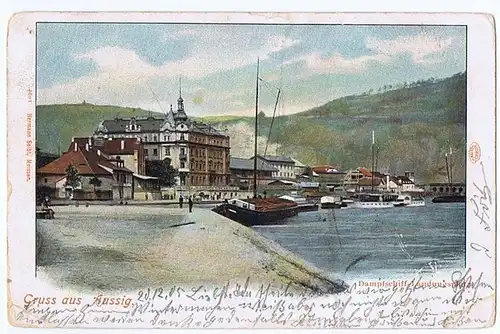 	alte Ansichtskarte Gruss aus Aussig gel.1905